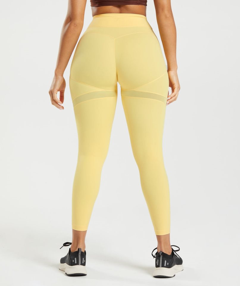 Legginsy Gymshark Whitney Mesh Damskie Żółte | PL 791QUO